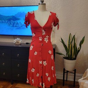 Reformation red midi dress size 4